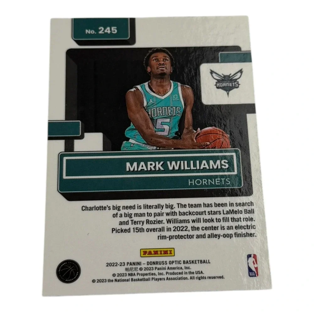 2022-23 Panini Donruss Optic Mark Williams Rated Rookie Card 245 Hornets NBA